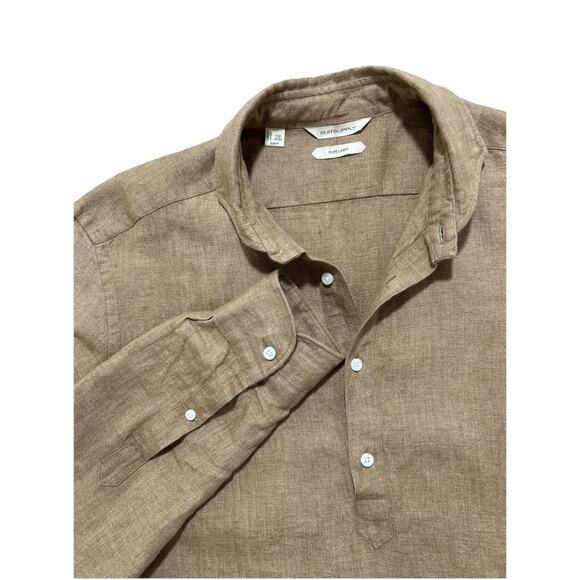 Suitsupply Men’s Rugby Shirt Linen Polo Neck Popover 41/42 16/16.5 Slim Fit - Picture 1 of 8